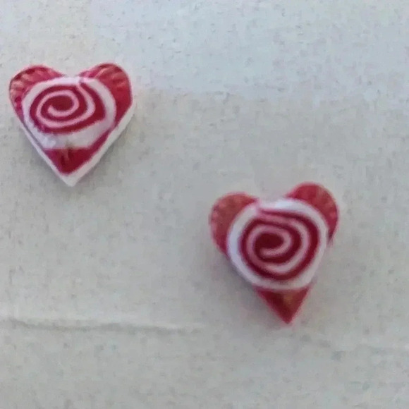 Polymer Clay Earrings  Heart Valentine's Day  Handmade  Light Weight Trendy Rose - Picture 2 of 4